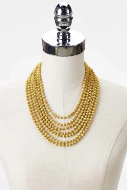 Wood Seed Bead Layered Necklace