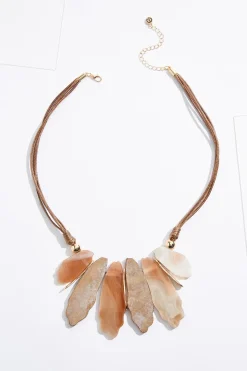 Wood Squiggle Shape Short Necklace