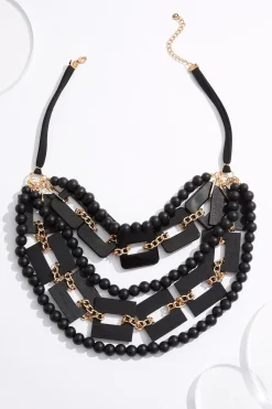 Wood Statement Layered Short Necklace
