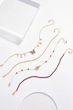 Xl Butterfly Leaf Anklet Set