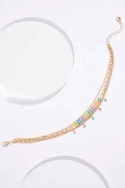 Xl Enamel Leaf Layered Anklet