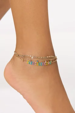 Xl Enamel Leaf Layered Anklet