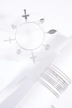 Xl Inspirational Charm Bangle Bracelet Set