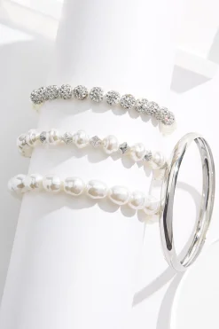 Xl Pearl Bangle Stretch Bracelet Set