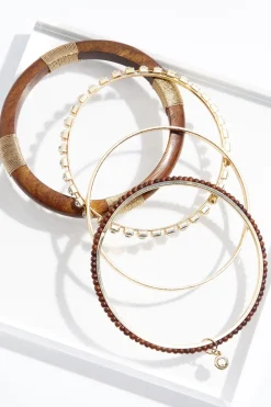 Xl Wood Multi Bangle Bracelet Set