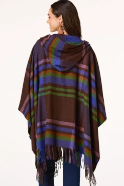 Zip Plaid Hooded Poncho