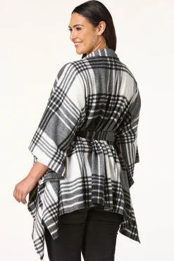 Zip Up Plaid Poncho